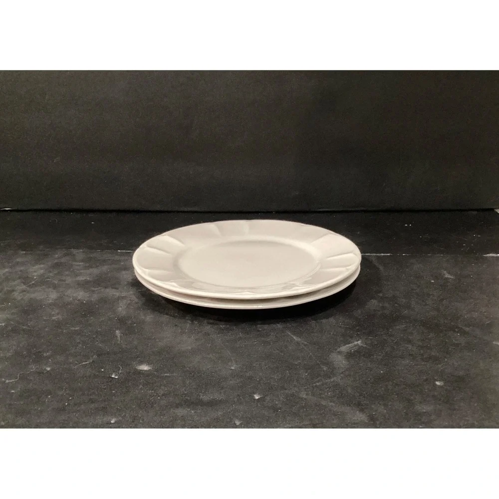 Set of 2 Vintage Henry Ford Museum White Scallop Salad Plates Pfaltzgraff 7.5